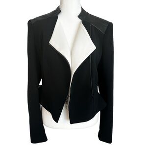 RACHEL ROY Cropped Moto Leather Polyester Zip Hourglass Jacket - Size 2